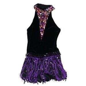 Weissman size SA black and purple velvet dress